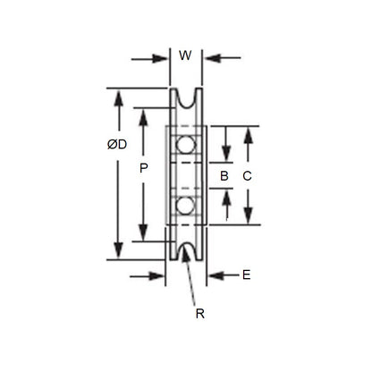 1036718 | PUI012-0191-032-N-BB --- U Groove Idler Pulleys - 1.19x19.05x3.175 mm Single Row - Nylon Polyamide 6/6 Pulley