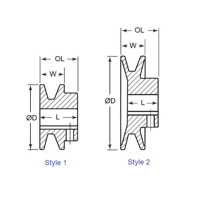 1173421 | PV-127-0762-159-AL --- Vee Pulleys - 71.12x15.875 mm - 2 A or 4L - Aluminium Pulley