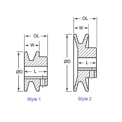 1180340 | MSKMA40X58RS --- Vee Pulleys - 85.34x15.88 mm - 2 A or 4L - Cast Iron Pulley