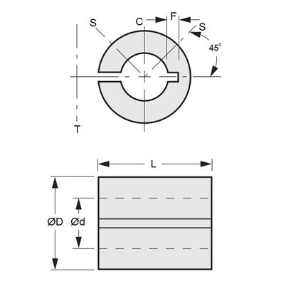 1088988 | RB-100-050-120-A --- Bore Reducers - 10x5x12 mm - Aluminium Alloy Reducer