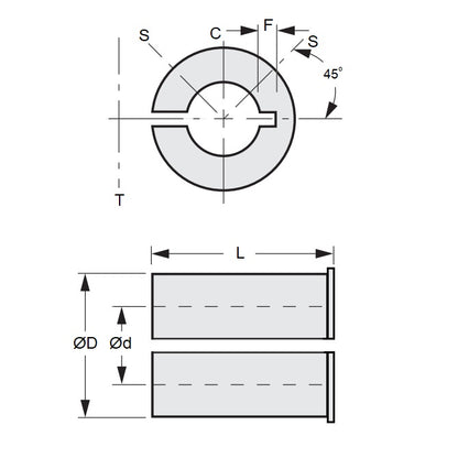 1059993 | RB-050-032-F-043-B (2 Pcs) --- Bore Reducers - 5x3.18x4.3 mm - Brass Reducer