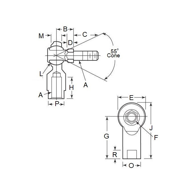 1074142 | EFT4SRS --- 1/4-28 UNF - 6.35mm - Right Hand 17.45x14.28 mm