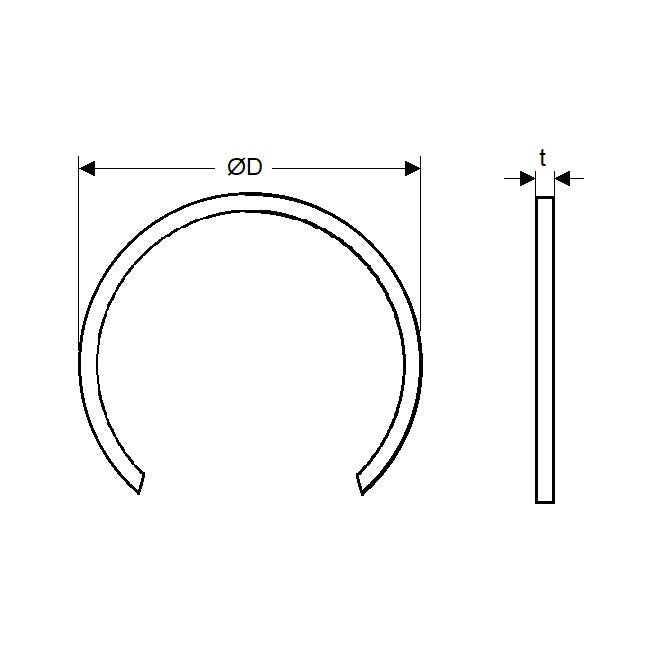 1074531 | WRE-0070-LS (10 Pcs) --- External Retaining Rings - 7x0.7x6.7 mm Snap Rings - Carbon Spring Steel