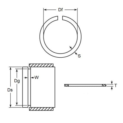 1126850 | WRE-0191-SQ-HC (Pack of 300)  --- External Retaining Rings - 19.05x2.36x17.88 mm Snap Rings - Carbon Spring Steel