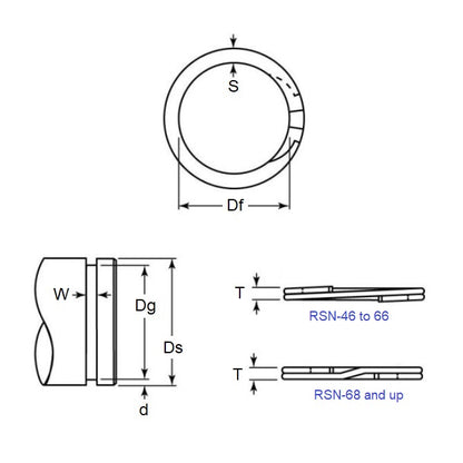 1111160 | RSN-062-S02 --- External Retaining Rings - 15.88x0.89x14.94 mm Spiral Rings - Stainless Steel 302/304 Similar to A2, 18-8 Spiral Ring