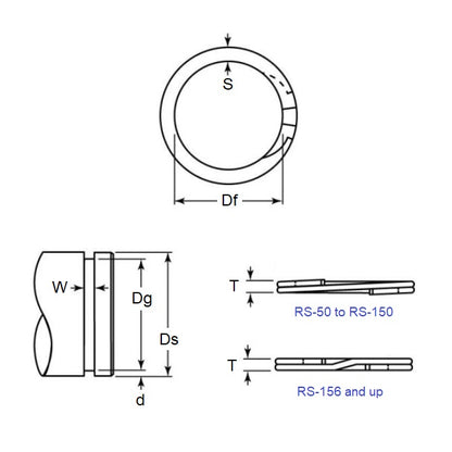 1205422 | RS-511 (Pack of 500)  --- External Retaining Rings - 130x1.83x126.34 mm Spiral Rings - Carbon Spring Steel Spiral Ring