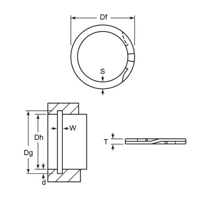 1191547 | RR-425 (PK-2) --- Internal Retaining Rings - 107.95x1.55x111.25 mm Spiral Rings - Carbon Spring Steel