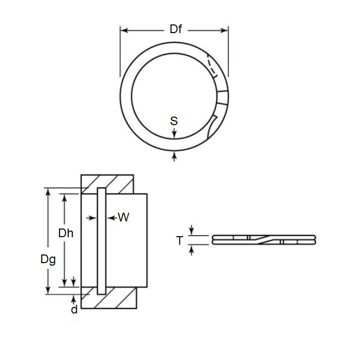 1193009 | RR-437 (PK-6) --- Internal Retaining Rings - 111.13x1.55x114.43 mm Spiral Rings - Carbon Spring Steel