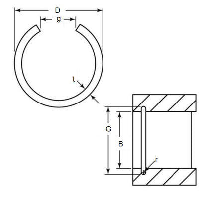 1088772 | WRI-0100-RD (12500 Pcs) --- Internal Retaining Rings - 10x0.8x10.8 mm Round Wire - Carbon Spring Steel Wire Clip