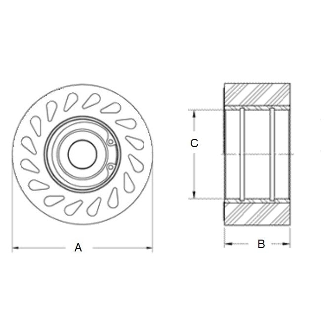 1149554 | RR-1170RS --- Solid Shaft Mount Rollers - 38.1x31.75 - 22.28 - 22.35 Bonded Insert - Urethane Roller