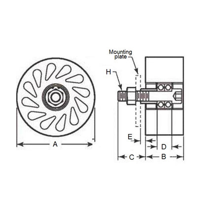 1186819 | RR-446RS --- Durasoft Stud Mount Rollers - 101.6 1/2-13 UNC - 12.7mm - 27.94 mm - Urethane Roller