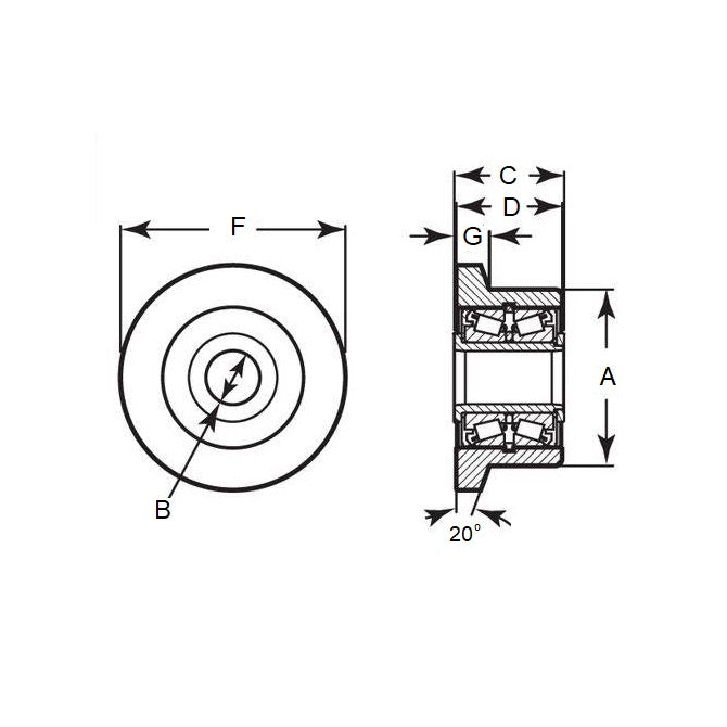 1176219 | CCF950RS --- Flanged Rollers - 76.2x46.025x25.4 mm - Steel Roller