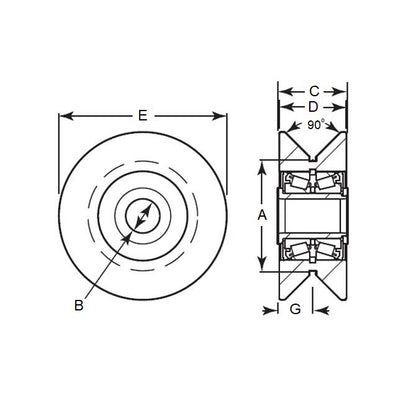 1183773 | CCF955RS --- V-Groove Rollers - 95.25x39.68x19.05 mm - Steel Roller