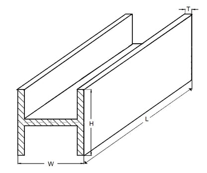 1037940 | 2RH-016-032-0300-BR385 --- H Section Bar Rod - 1.59x3.18x0.508 mm Brass Bar