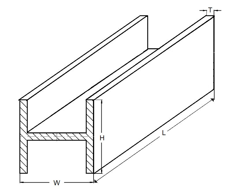 1048694 | 4RH-032-032-0300-BR385 --- H Section Bar Rod - 3.18x3.18x0.508 mm Brass Bar