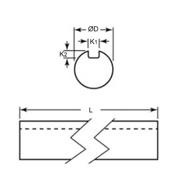 1110948 | 0R-0159-0912-CKW --- Keyed Carbon Steel Shafting - 15.875x912 - 4.763 x 2.381 - Steel C1018 Cold drawn Shaft