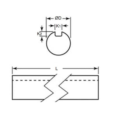 1110948 | 0R-0159-0912-CKW --- Keyed Carbon Steel Shafting - 15.875x912 - 4.763 x 2.381 - Steel C1018 Cold drawn Shaft