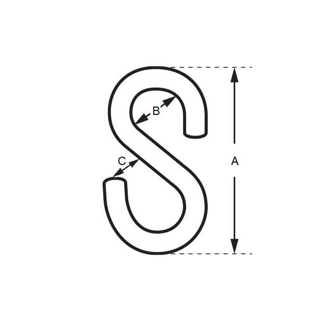 1055911 | SH-24RS (5 Pcs) --- S Shape Steel Hooks - 4.724x44.45x12.7 mm