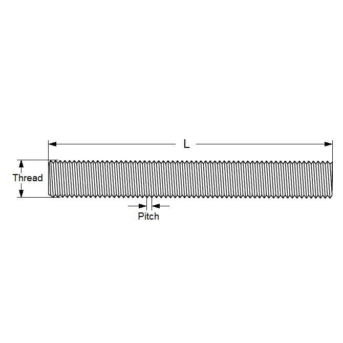1075393 | AT064W-0914-MZ (Each) --- Allthread Threaded Rod - 1/4-20 BSW - 6.35mm - 1.270 mm / 20 TPI 914.4 mm - Zinc Plated Mild Steel