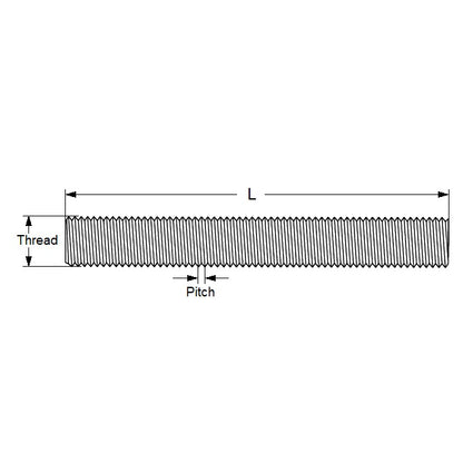 1075393 | AT064W-0914-MZ (Each) --- Allthread Threaded Rod - 1/4-20 BSW - 6.35mm - 1.270 mm / 20 TPI 914.4 mm - Zinc Plated Mild Steel