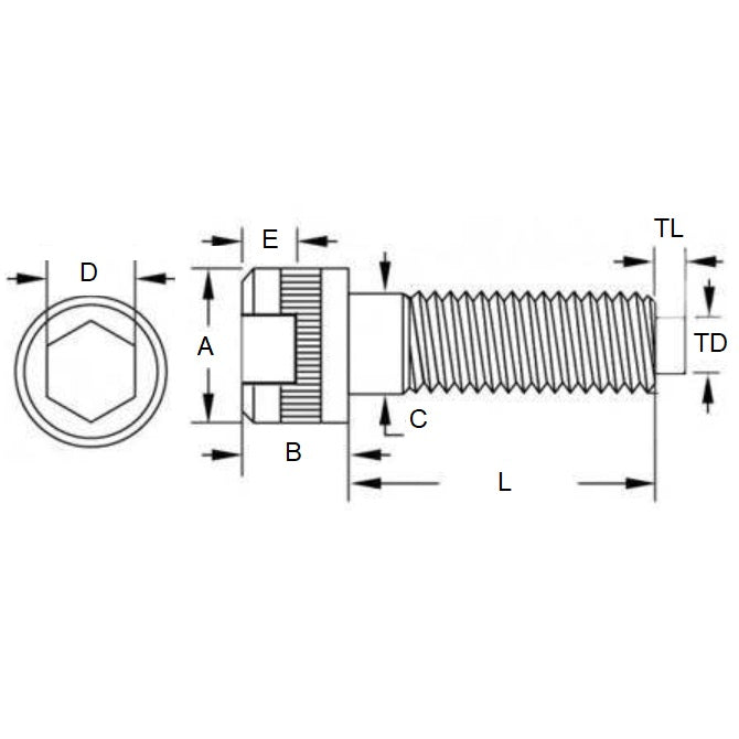 1086543 | SC095C-038-C-SK-C-NT --- Cap Tipped Screws - 3/8-16 UNC - 9.53mm - 38.1x4.8 mm Socket - Steel Alloy Screw