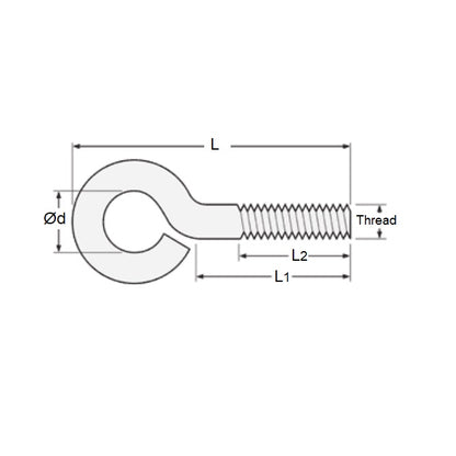 1110431 | EB-295RS (Each) --- Bent Eye Bolts - 1/2-13 UNC - 12.7mm - 152.4x38.1 mm Steel