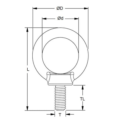 1150161 | FS-13RS --- Threaded Shank Eye Bolts - 1.1/2-6 UNC - 38.1mm - 88.9x63.5 mm Shouldered