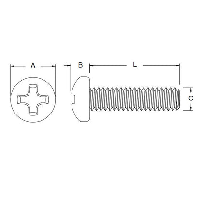 1041775 | SC025M-005-P-PH-CZ (10 Pcs) --- Pan Head Screws - M2.5 - 2.5x0.45mm - 5 mm - Zinc Plated Steel Phillips Screw