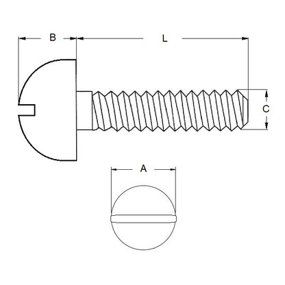 1051002 | SC039W-038-R-SL-CZ (10 Pcs) --- Round Head Screws - 5/32-32 BSW - 3.969mm - 38.1 mm - Zinc Plated Steel Screw