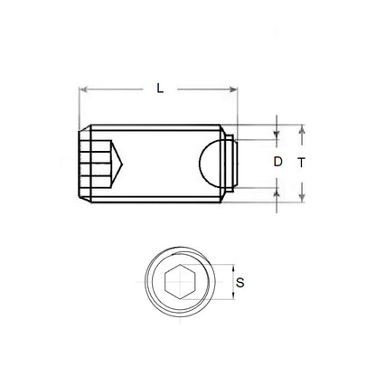 1081416 | SS080M-0250-CS-FB --- Flat Tip Aligning Socket Set Screws - M8 - 8x1.25mm - 25 mm - Aligning Flat Tip - Carbon Steel with Carbon Steel HRC 55-60 tip Screw