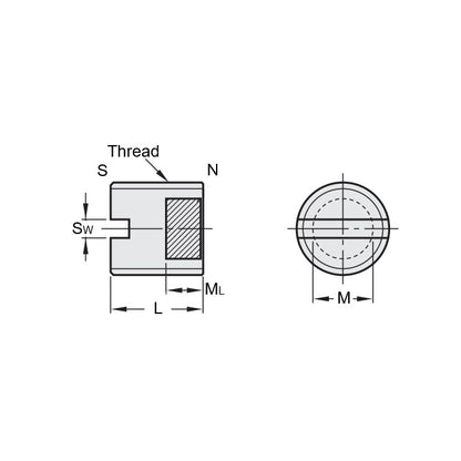 1096469 | SS120M-0120-C-MAG-SL --- Magnetic End Socket Set Screws - M12 - 12x1.75mm - 12 mm - Magnetic Tipped - Carbon Steel Screw