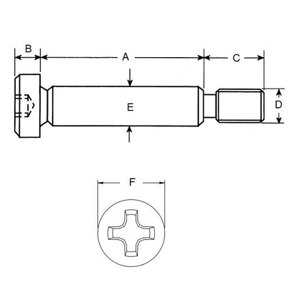 1089460 | SHLD100-010-PH-S3 (50 Pcs) --- Shoulder Screws - 10x10 mm - M6x1.0 Phillips - Stainless Steel 303/304 Similar to A2, 18-8 HRB80 Screw