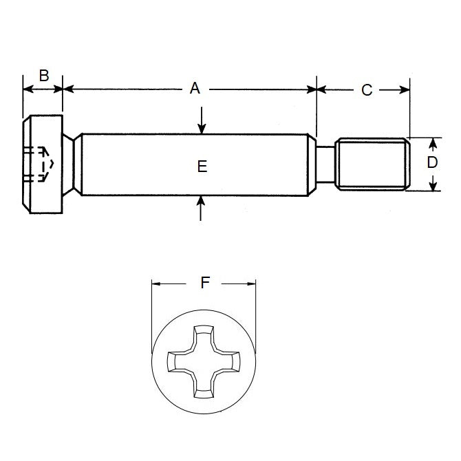 1061081 | SHLD050-014-PH-S3 (Each) --- Shoulder Screws - 5x14 mm - M4x0.7 Phillips - Stainless Steel 303/304 Similar to A2, 18-8 HRB80 Screw