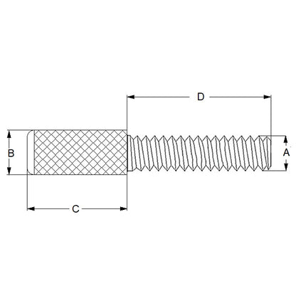1050103 | THS035C-025-K-3-P --- Thumb Screws - 6-32 UNC - 3.5mm - 25.4x34.93 mm Knurled - Stainless Steel 303/304 Similar to A2, 18-8 HRB80 Screw