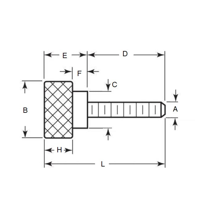 1061107 | THS050M-010-K-3-SHL --- Thumb Screws - M5 - 5x0.8mm - 10x21.5 mm Shoulder - Stainless Steel 303/304 Similar to A2, 18-8 HRB80 Screw