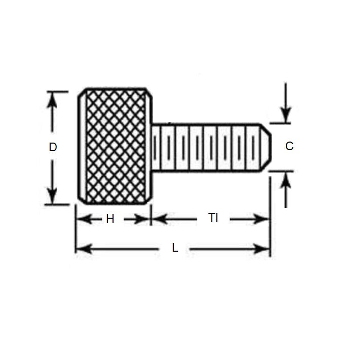 1055498 | THS035C-013-K-NY (Each) --- Thumb Screws - 6-32 UNC - 3.5mm - 12.7x15.88 mm Knurled - NYLATRON GS PA66 + MoS2 Screw