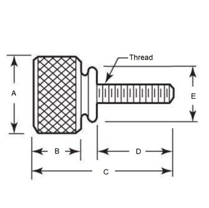 1043332 | THS028C-019-K-NY-WF (10 Pcs) --- Thumb Screws - 4-40 UNC - 2.85mm - 19.05x26.19 mm Knurled - Nylon Polyamide 6/6 Screw