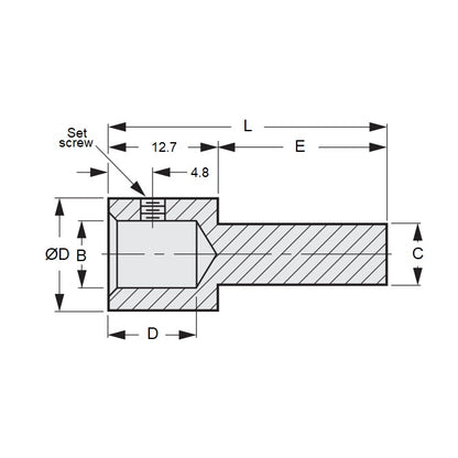 1071542 | SE064-127-445-G3A --- Shaft Extenders - 6.35x12.7x44.45 mm - Stainless Steel 303/304 Similar to A2, 18-8 HRB80 Extender