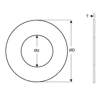 1200422 | W1400-FP-170-0025-CL (Each) --- Flat Washers - 140x170x0.25 mm Precision Shim - Carbon Spring Steel Self Finish Washer
