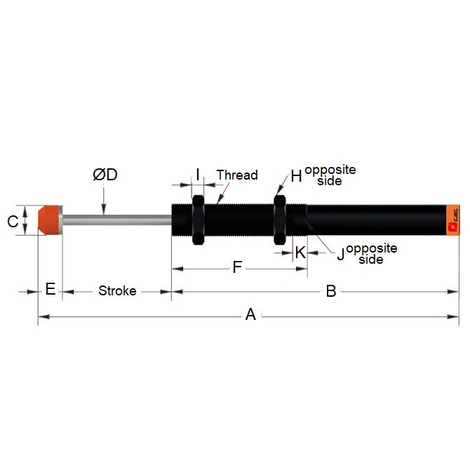 1160986 | AC-2050-1 --- Hydraulic Shock Absorbers - 50 mm M20x1.5 235 mm Non-Adjustable