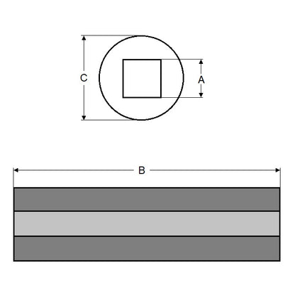 1092591 | SLQ-0953-1746-06350-H (Each) --- Square Hole Sleeves - 9.525x17.463x63.5 mm Plain - Pre-Hardened Steel Sleeve