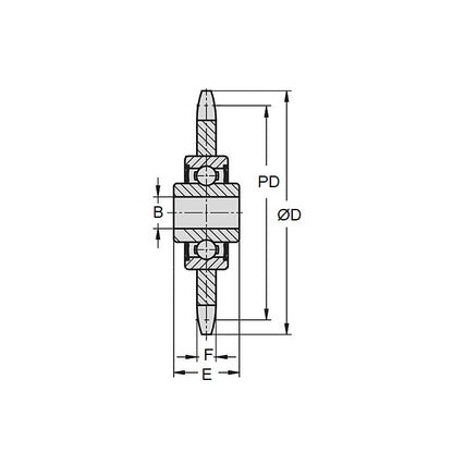 1102662 | IDC-5RS --- Roller Chain Idler Sprockets - Suitable Chain Type 12.70mm - 12700785 - 40-1 ASA 68.7x12.7 mm - Steel Sprocket