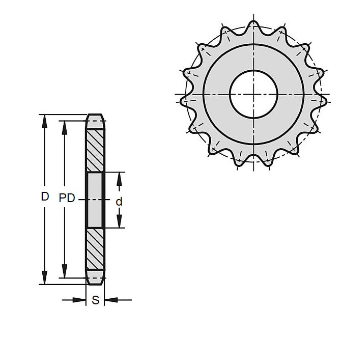 1092179 | SP1-127-078P-010-PB-C --- Roller Chain Sprockets - 10 tooth - 40.45 mm - None Simplex - Steel Sprocket