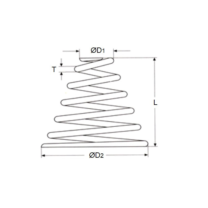 1084331 | CSC-095-022-04-M --- Conical Springs - 9.5x22.2x5.6 mm - Carbon Spring Steel Music Wire