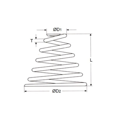 1084331 | CSC-095-022-04-M --- Conical Springs - 9.5x22.2x5.6 mm - Carbon Spring Steel Music Wire