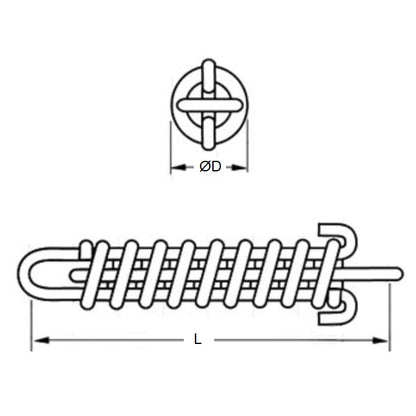 1202884 | DBS-396-184-M --- Drawbar Springs - 178 kg.cm - 45.7 mm - 136 kg Zinc Plated - Spring Steel
