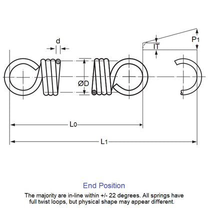 1084156 | ES-0914-0508-11-S2 --- Extension Springs - 9.14x50.8x1.14 mm - Stainless Steel 302/304 Similar to A2, 18-8 Spring