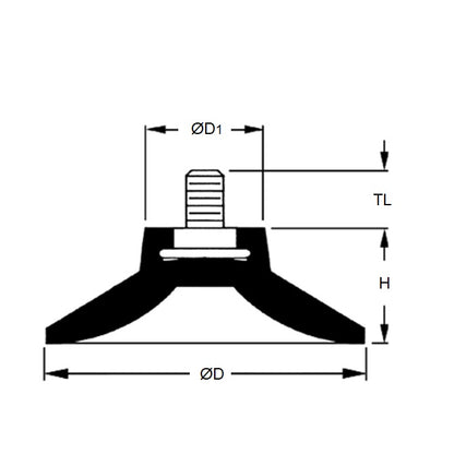 1176928 | A-40RS --- Suction Cups - 79.4x41.3 mm - 1/4-20 x 3/8 Stud - EPDM rubber Suction Cup