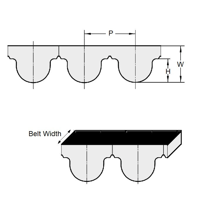 1144325 | B-020G-0033-0060-NFB --- Timing 2.000mm Pitch Belts - 33 tooth - 66x6 mm  - Nylon Covered Neoprene Rubber with Fibreglass GT2 or Carbon Fibre GT3 Cords