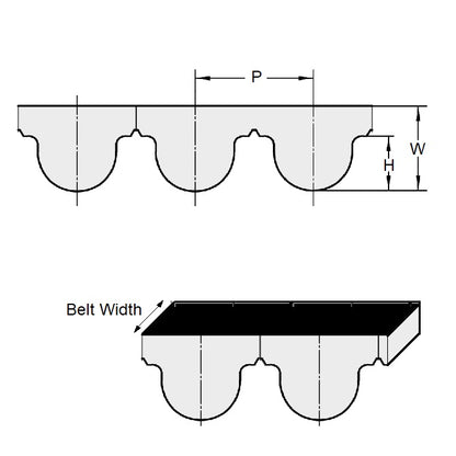 1219776 | B-020G-0925-0040-NFB --- Timing 2.000mm Pitch Belts - 925 tooth - 1850x4 mm - Nylon Covered Neoprene Rubber with Fibreglass GT2 or Carbon Fibre GT3 Cords